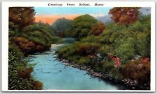 Mercer ME, Scenic River Sunset View, Rocky Shoreline, Vintage Maine Postcard picture