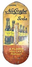 Vintage NuGrape Soda Advertising Tin Thermometer Sign  picture