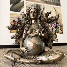 Sitting Pregnant Mother Gaia Statue With Butterflies Sculpture Home Décor Piece picture