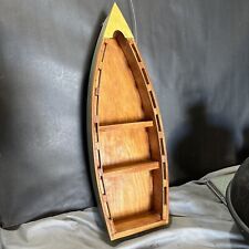 Nautical Wooden Row Boat Wall Tabletop Shelf Lake Cabin Decor 15 X 5 X 2” Nice picture