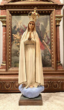 Lg Antique Vtg Virgin Mary Our Lady of Fatima Statue Catholic Church w Crown 30” picture