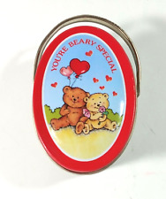 RUSS Berrie YOU'RE BERRY SPECIAL Metal Basket Bears Valentine Love 3 1/8 VTG picture
