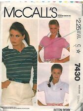 7430 Vintage McCalls Sewing Pattern Misses Pullover Top Stretch Knits OOP Small picture