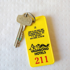 Vintage Motel Vagabond Hotels Feel At Home Room Key Fob Keychain San Diego CA picture