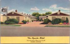 1950s SPARKS Nevada Postcard THE APACHE MOTEL Highway 40 Roadside LINEN / Unused picture