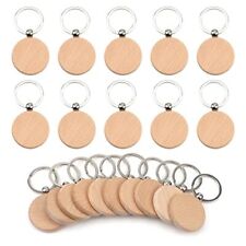 Wood Blanks Keychain Unfinished Wooden Blank Key Chain Chains Pack of 20 Round picture