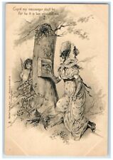 c1905 Fair Cupid Fantasy Messenger Shall Be Woman Dropping Letter Tucks Postcard picture