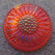 1-Czech Glass Multicolored Sun Flower-UV Reactive Front-Silver Back Button #33 picture