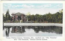 Vintage Florida Linen Postcard Sarasota Potter Palmer Estate Illinois Central picture