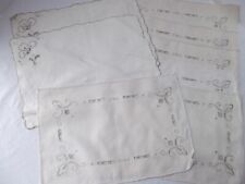vtg lot 8 doily placemat cut drawn work embroid linen madeira scallop ladder picture
