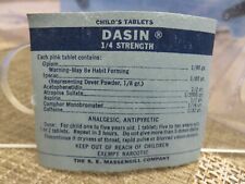 Vintage DASIN (Opium) CHILD'S TABLETS Drug Store/Pharmacy Label (Unused) picture