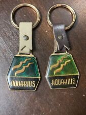 VTG Aquarius Zodiac Sign Key Ring Pendant Metal Keychains Beautiful Design Lot/2 picture