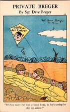 Vtg Private Breger WWII WW2 Unposted Linen Postcard Making Fun of Hitler 1F02 picture