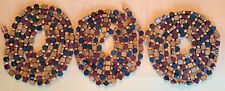 Vintage Christmas Tree Garland Wood Primitive Rustic Beads Hearts Squares ~ 27' picture