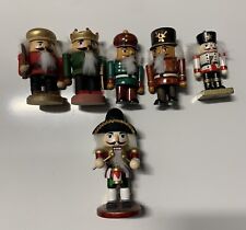 Vintage Wooden Nutcracker Soldiers Set 6 Christmas Ornaments picture