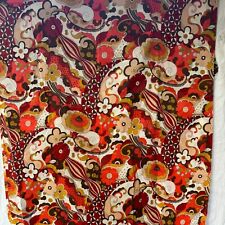 Vintage 60s PSYCHEDELIC FLOWER POWER Whipped Cream Polyester Fabric 44 x 2.8 yds picture