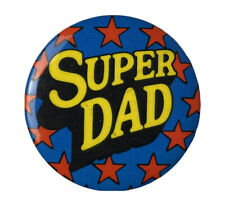 Vintage 1970s 80s Super Dad Button With Stars Old Pinback Pin picture