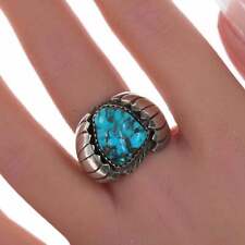 sz8.5 Vintage Navajo silver and turquoise ring e picture