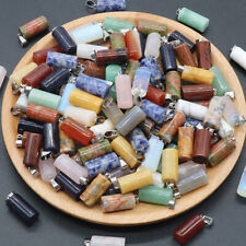 1x Chakra Natural Stone Crystal Cylinder Pendant Bead 10x20mm for Jewelry Making picture