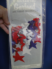 VTG Beistle HONEYCOMB TISSUE PATRIOTIC 4TH JULY BANNER Red white blue Star 12 ft picture