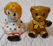 Vintage Avon Hand Painted Raggedy Ann and Bear Salt & Pepper Shakers - Brazil picture