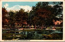 Scene in Red Bridge Park Chamberrsburg PA Pennsylvania VTG postcard picture