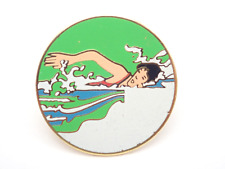 Swimming Swimmer Gold Tone Vintage Lapel Pin picture