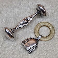 Antique Vintage Webster Sterling Silver Teething Baby Rattles picture