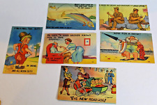 Lot 6 Vintage Humorous Linen Cartoon Postcards - 1940's - Some Posted picture