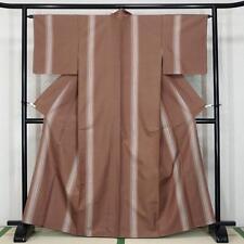 Japanese Light Brown Pure Silk Pongee Striped Pattern Casual 160cm  picture