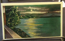 c1930's Moonlight On Lake Mendota Madison Wisconsin WI Unposted Vintage Postcard picture