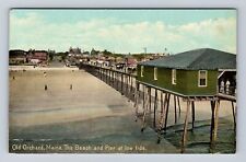 Old Orchard Beach ME-Maine, The Beach And Pier, Antique, Vintage Postcard picture