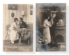 2 Vintage German Lover Romance Postcards 1910s Worte Der Liebe Valentine Photos picture