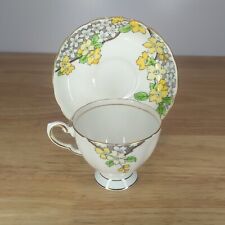 Tuscan Teacup Tea Cup Saucer Spring Blossom Bone China Yellow Flower England VTG picture