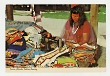 Vintage Postcard NATIVE AMERICAN FLORIDA INDIAN  SEWING POSTED 1975 STAMP 4X6 picture