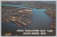 Military~Air View Charleston Navy Yard Boston Harbor~Vintage Postcard picture