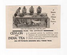 1897 Ceylon 7 India Tea Chinese Tea Factory Men Rolling Tea Leafs Print Ad picture