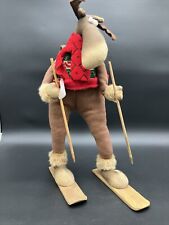 Tii Collections Skiing Moose Christmas ~  Wooden Skis Sweater 18” Rare.  Collect picture
