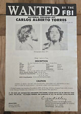 Carlos Alberto Torres 1976 FBI Wanted Poster - Militant Puerto Rican Nationalist picture