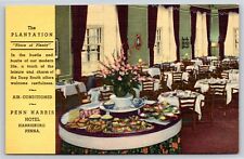 Harrisburg PA~Plantation Dining Room Penn Harris Hotel~Vintage Linen Postcard picture