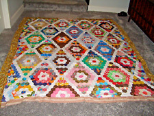 Vintage Grandmother's Flower Garden Quilt Top Unfinished 90 x 70 picture