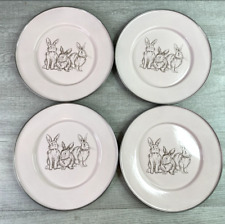Lot Of 4 Golden Rabbit Child Plate 8.5 in Sandwich Plate Pink Bunny Plates picture