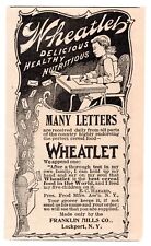 c1880s Wheatlet Cereal Franklin Mills Co Food Art Lockport NY Antique Print Ad picture