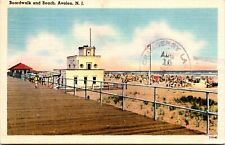 Postcard Avalon New Jersey - Boardwalk and Beach - Pmrk 1950 picture
