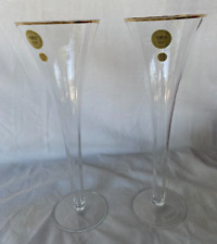 BLOCK CRYSTAL..MOUTH BLOWN..HAND CUT & POLISHED..CHAMPAGNE TOASTING FLUTES..NEW picture