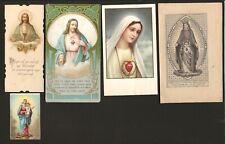 5 x SACRED HEART of JESUS & MARY. Lot 5 original vintage devotional HOLY CARDS picture