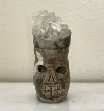 Natural Crystal Cluster Mineral Specimen Hand Carved Skull Protector Healing picture