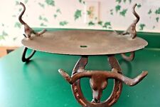 Western Long Horn and Horseshoes Cast Iron Plow Disc Western Decorative Dish picture