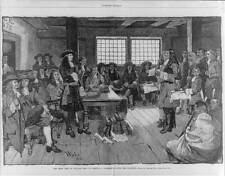 The first visit of William Penn to America,a conference with the colonists,1883 picture