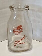 Vintage Suncrest Farms Half Pint Glass Milk Bottle Bethlehem/Butztown picture